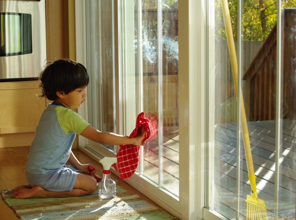 boy cleaning